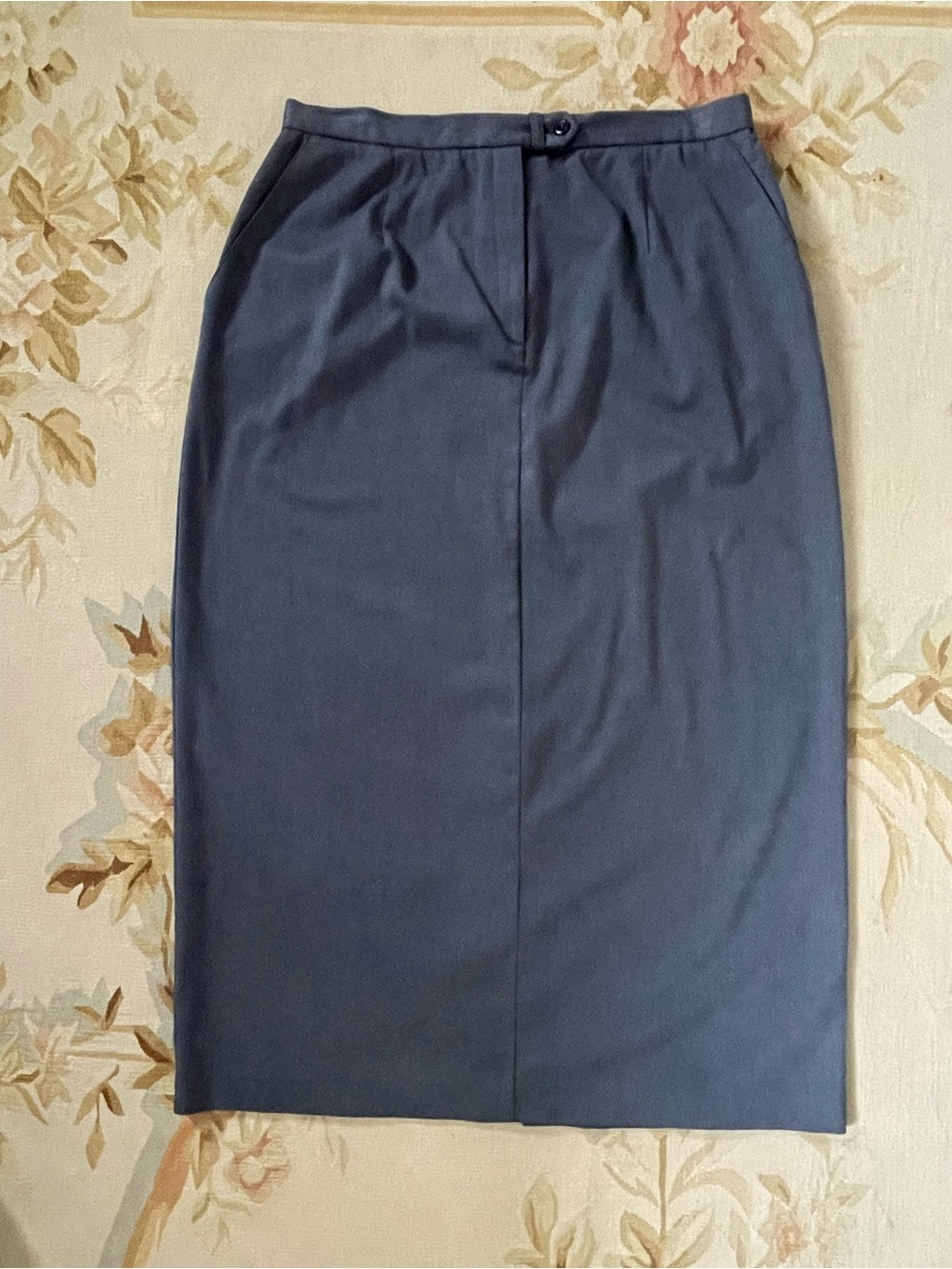 Michele Steel Blue High-Waist Pencil Skirt